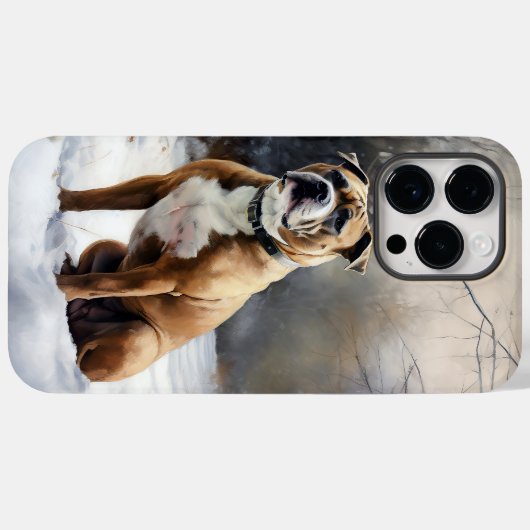 （犬）スタッフォードブルテリアそれを雪のクリスマスに任せる Case-Mate iPhoneケース (裏面 (横))