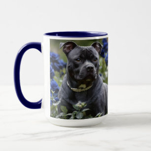 （犬）スタッフォードブルテリアインブルーバラガーデン マグカップ