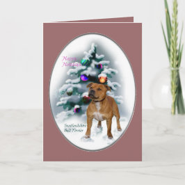 (犬)スタッフォードブルテリアクリスマスギフト シーズンカード
