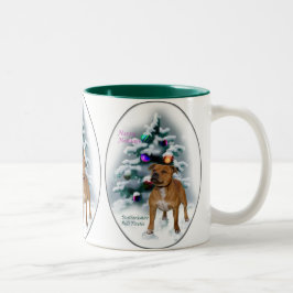 (犬)スタッフォードブルテリアクリスマスギフト ツートーンマグカップ
