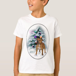 (犬)スタッフォードブルテリアクリスマスギフト Tシャツ