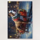 (犬)スタッフォードブルテリアクリスマスフェスティバル ジグソーパズル (縦)