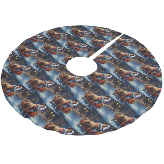 (犬)スタッフォードブルテリアクリスマスフェスティバル ブラッシュドポリエステルツリースカート (アングル)