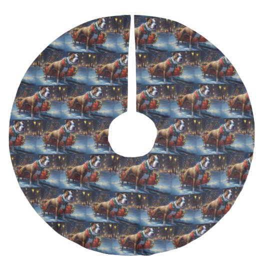 (犬)スタッフォードブルテリアクリスマスフェスティバル ブラッシュドポリエステルツリースカート (正面)