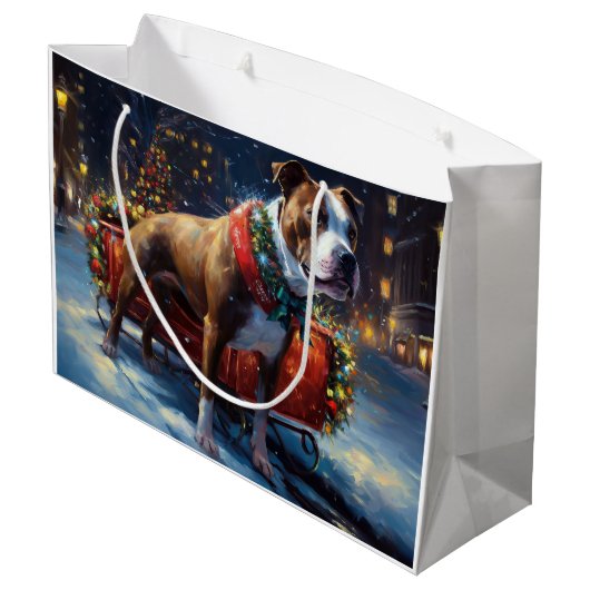 (犬)スタッフォードブルテリアクリスマスフェスティバル ラージペーパーバッグ (裏面アングル)