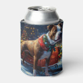 （犬）スタッフォードブルテリアクリスマスフェスティバル 缶クーラー (缶正面)