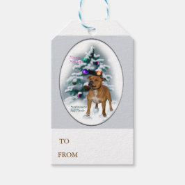 (犬)スタッフォードブルテリアクリスマス ギフトタグ
