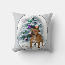 (犬)スタッフォードブルテリアクリスマス クッション