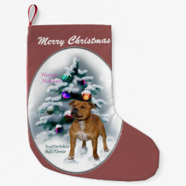 (犬)スタッフォードブルテリアクリスマス スモールクリスマスストッキング