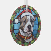 （犬）スタッフォードブルテリアステンドグラスのクリスマス ガラスオーナメント (正面右)
