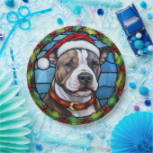 （犬）スタッフォードブルテリアステンドグラスのクリスマス ペーパープレート (パーティー)