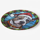 （犬）スタッフォードブルテリアステンドグラスのクリスマス ペーパープレート (アングル)