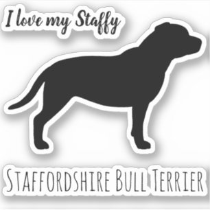 （犬）スタッフォードブルテリアドッグシルエットシール シール