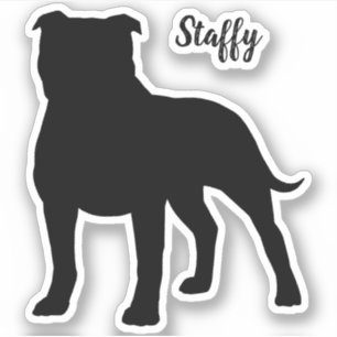 （犬）スタッフォードブルテリアドッグシルエットシール シール