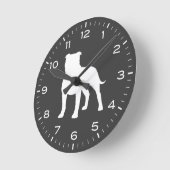 (犬)スタッフォードブルテリアドッグシルエットスタフィー ラウンド壁時計 (傾斜)