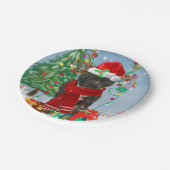 （犬）スタッフォードブルテリアドッグin雪のクリスマス ペーパープレート (アングル)