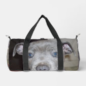 （犬）スタッフォードブルテリアパピー顔 ダッフルバッグ (正面)