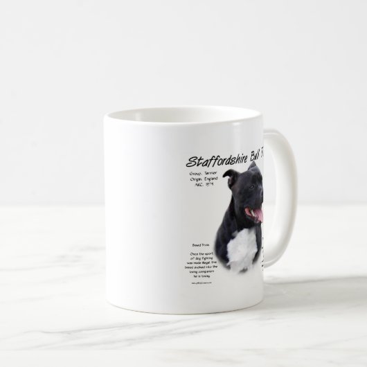 (犬)スタッフォードブルテリアヒストリデザイン コーヒーマグカップ (正面右)