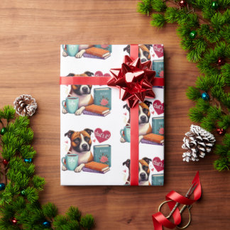 （犬）スタッフォードブルテリアブックオーバー紙 ラッピングペーパー