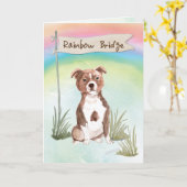 （犬）スタッフォードブルテリアペット悔やみや弔慰レインボー カード (黄色い花)