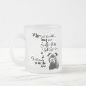 (犬)スタッフォードブルテリアーのかわいい犬種のスローガン フロストグラスマグカップ (左)