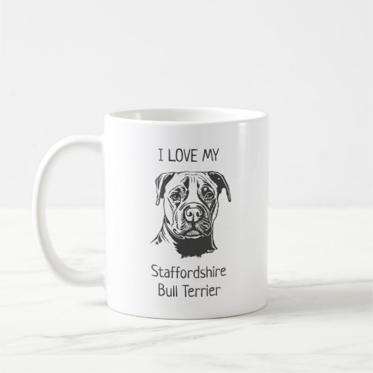 (犬)スタッフォードブルテリア コーヒーマグカップ (左)