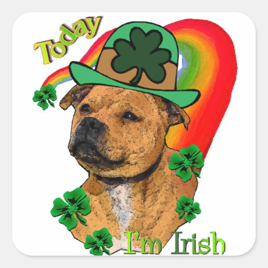 (犬)スタッフォードブルテリアSt patricks スクエアシール (正面)