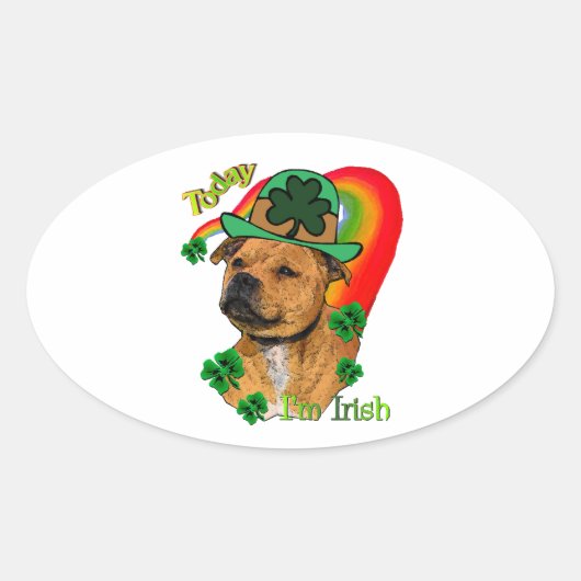 (犬)スタッフォードブルテリアSt patricks 楕円形シール (正面)