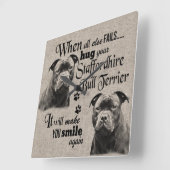 (犬)スタッフォードブル・テリアが失敗した場合 スクエア壁時計 (傾斜)