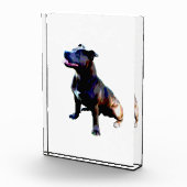 (犬)スタッフォードブル・テリア絵を描ー油、 フォトブロック (右)