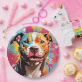 （犬）スタッフォード誕生日おもしろい ペーパープレート (パーティー)