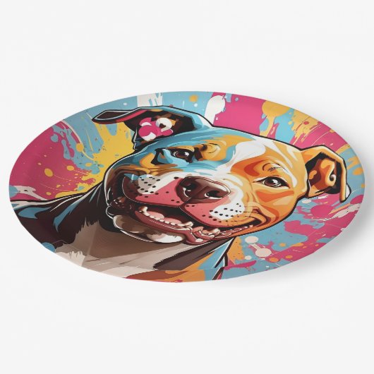 （犬）スタッフォード誕生日おもしろい ペーパープレート (アングル)