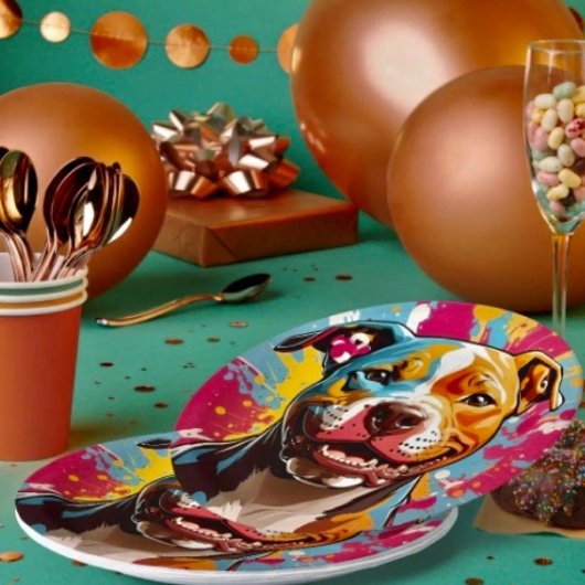 （犬）スタッフォード誕生日おもしろい ペーパープレート