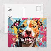 （犬）スタッフォード誕生日 インビテーションポストカード (正面/裏面)