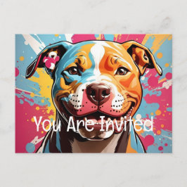 （犬）スタッフォード誕生日 インビテーションポストカード