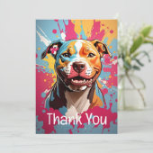 （犬）スタッフォード誕生日 サンキューカード (スタンド正面)