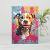 (犬)スタッフォード誕生日 サンキューカード (スタンド正面)