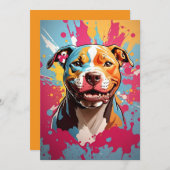 (犬)スタッフォード誕生日 サンキューカード (正面/裏面)