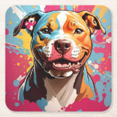 （犬）スタッフォード誕生日 スクエアペーパーコースター (正面)