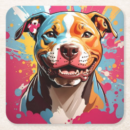 （犬）スタッフォード誕生日 スクエアペーパーコースター