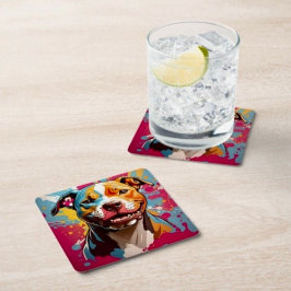 （犬）スタッフォード誕生日 スクエアペーパーコースター