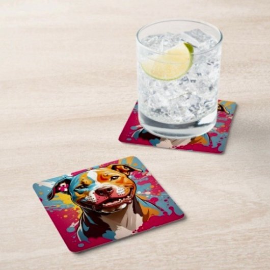 （犬）スタッフォード誕生日 スクエアペーパーコースター