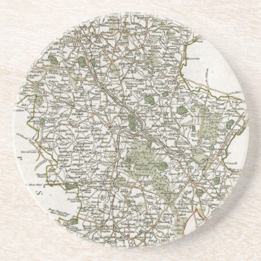 （犬）スタッフォード1793年の地図 コースター (正面)
