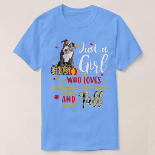 （犬）スタッフォード・ブルドッグを愛する女の子 Tシャツ (デザイン正面)