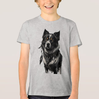 犬、ドリームキャッチャー、アミュレット、タリスマン。 トライブレンドTシャツ