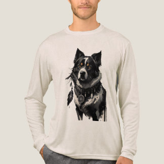 犬、ドリームキャッチャー、アミュレット、タリスマン。 トライブレンドTシャツ