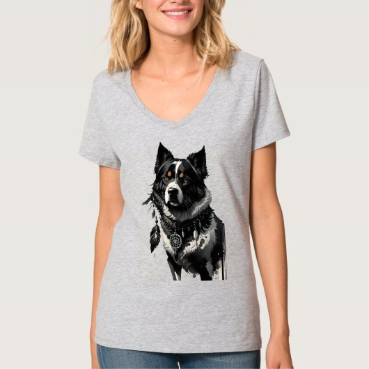 犬、ドリームキャッチャー、アミュレット、タリスマン。 Tシャツ (正面)