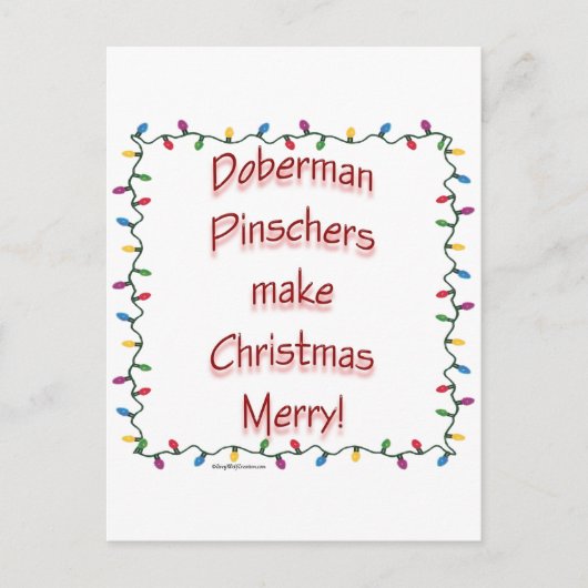 （犬）ドーベルマン・ピンシェルがクリスマスをメリー作る シーズンポストカード (正面)