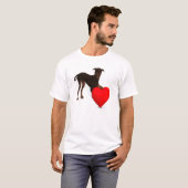 (犬)ドーベルマン・ピンシェルとハート Tシャツ (正面フル)