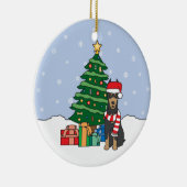 (犬)ドーベルマン・ピンシェルのクリスマスのオーナメント セラミックオーナメント (右)